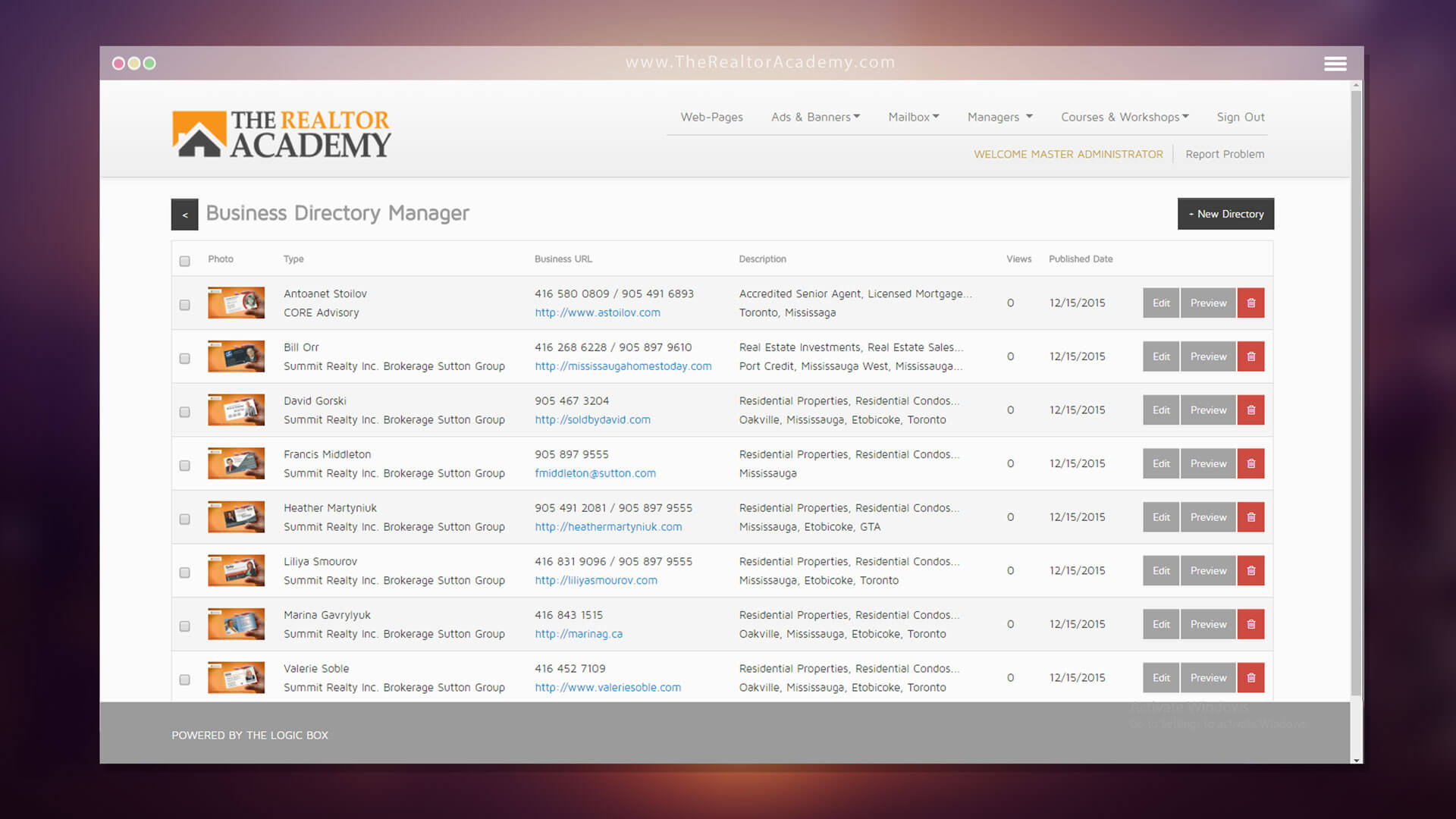 The Realtor Academy - Resource / Directory / Education  CMS / CRM for Real Estate Professionals - Powered by Web Development Company The Logic Box